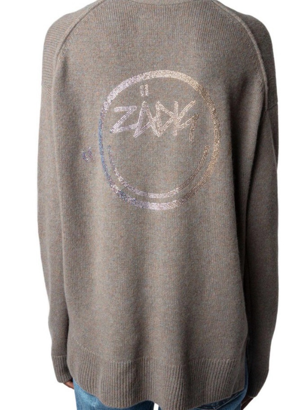 100% Cotton Zadig & Voltaire Brown Crewneck Sweater with Metallic Back Logo